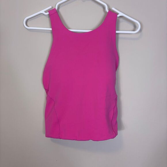 Abercrombie & Fitch Pink Criss Cross Back Cropped Workout Tank Top Size Medium - Picture 3 of 6
